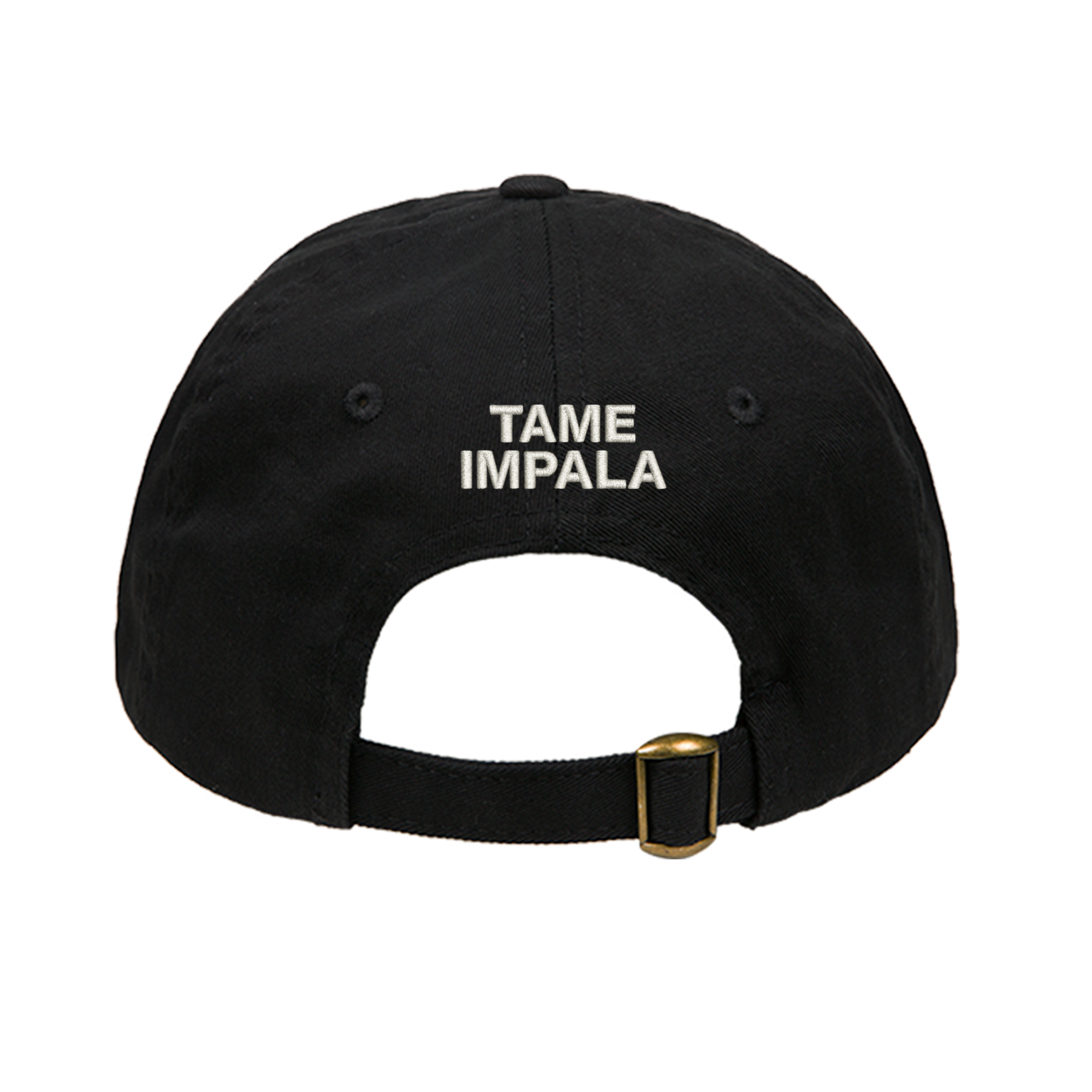 Black cap with 'Tame Impala' logo on the back