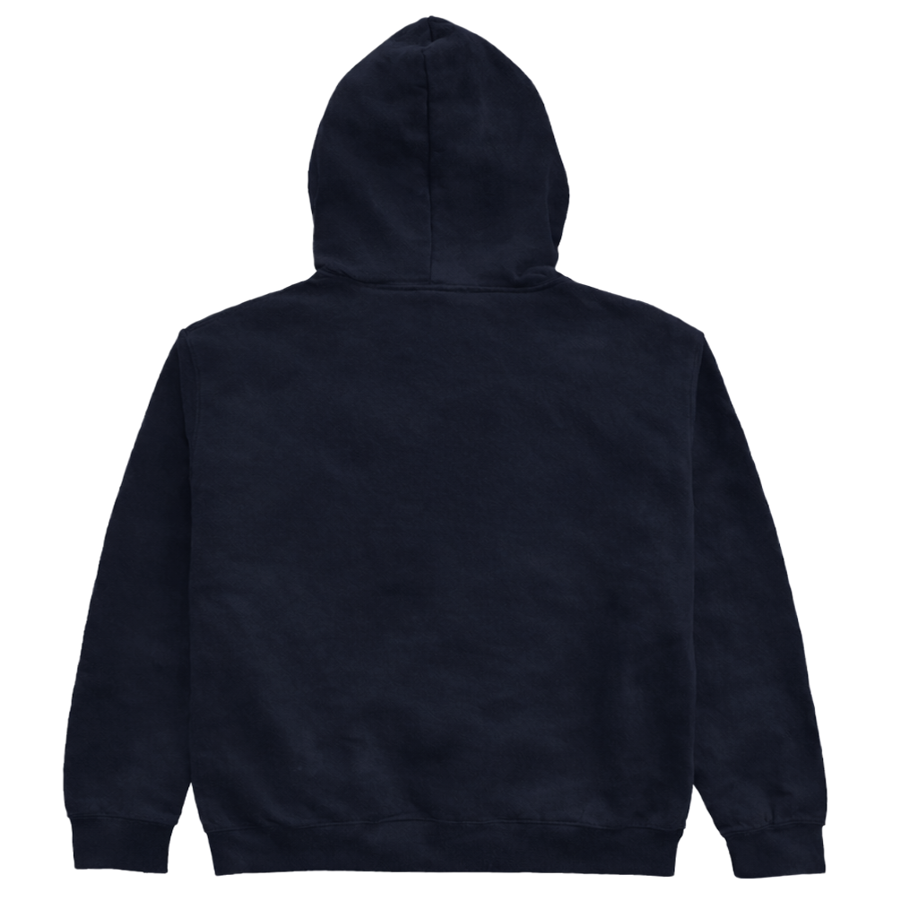 Navy blue Tame Impala 'DEADBEAT' hoodie shown from the back.