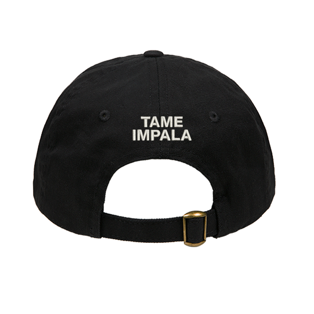 Black cap with 'Tame Impala' logo on the back